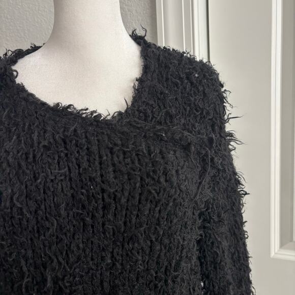 Free People Jagger Shaggy Duster Length Wool Blend Cardigan Black Sz M - Picture 6 of 14